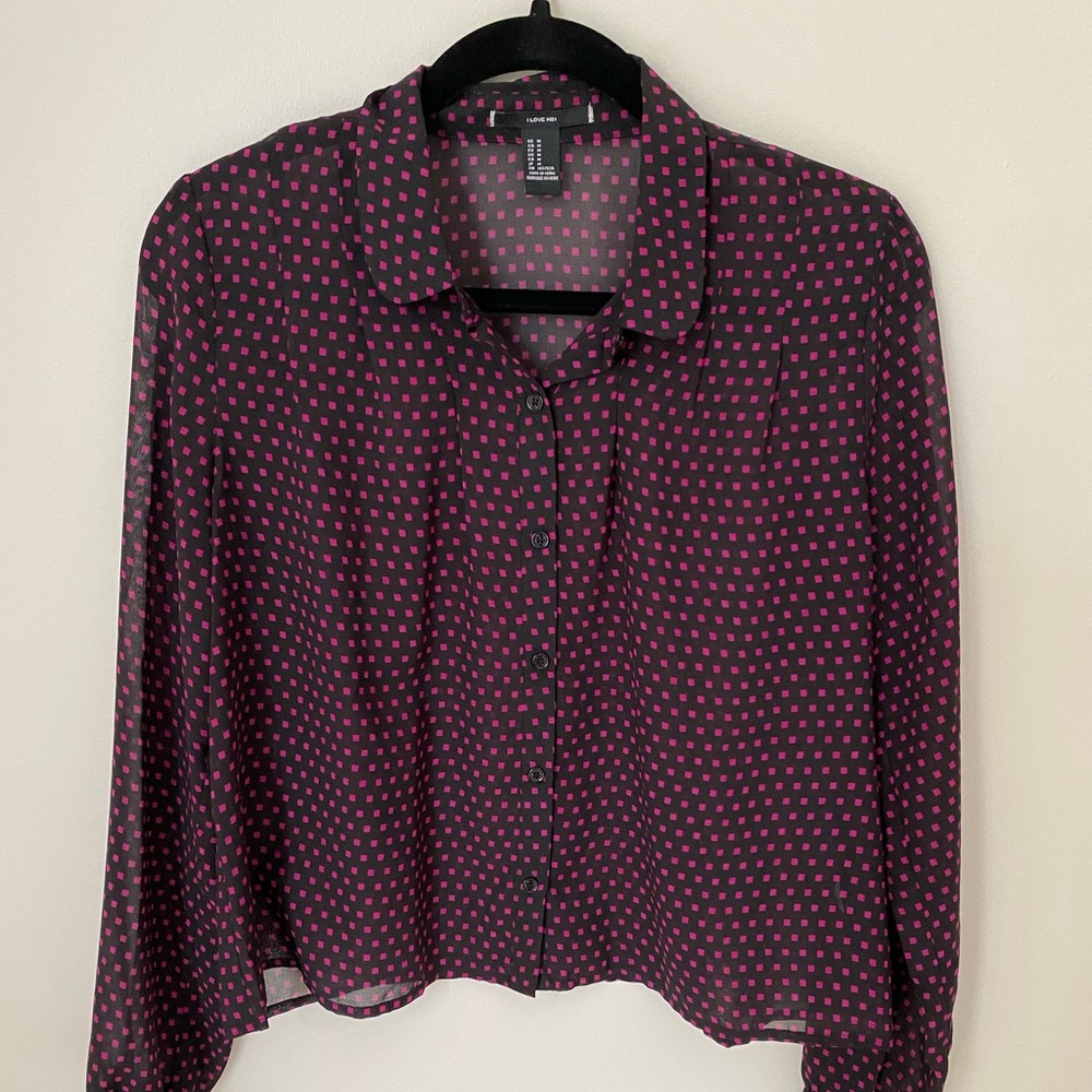 Silky blouse/button down. Size M
